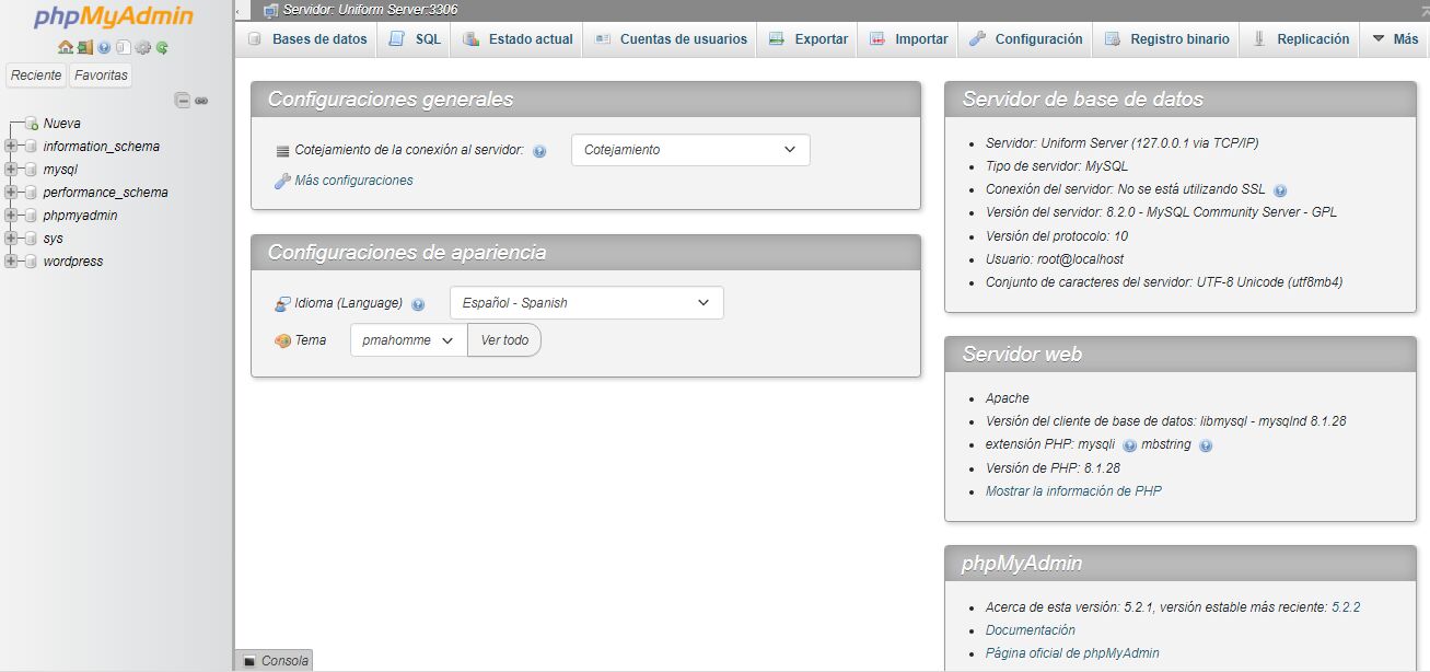 phpMyAdmin Export Interface