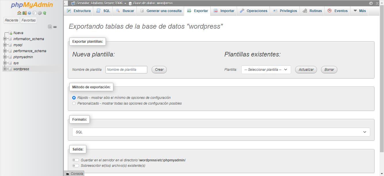 phpMyAdmin Clone Database